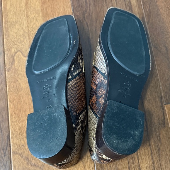 Via Spiga Tan and Brown Snake Print Loafers - Picture 11 of 12